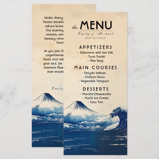 Menu + lovely text Japonesque Harmony with Fuji (Front/Back)
