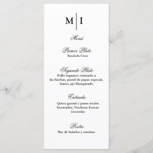 Menu minimalista para cualquier evento