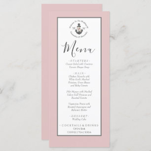 Menu Nautical-Themed Floral Anchor Dusty Rose Pink