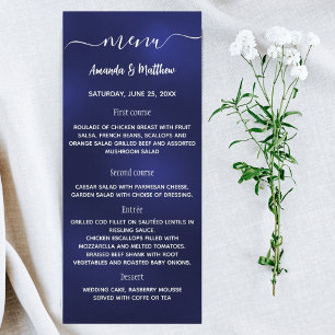Menu navy blue white wedding