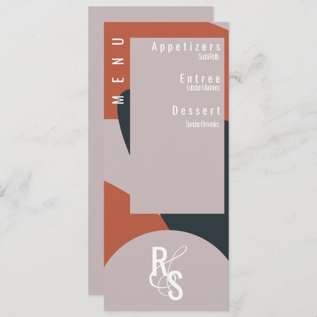 Menu Planner Terracotta Blue Organic Wedding Invitation (Front/Back)