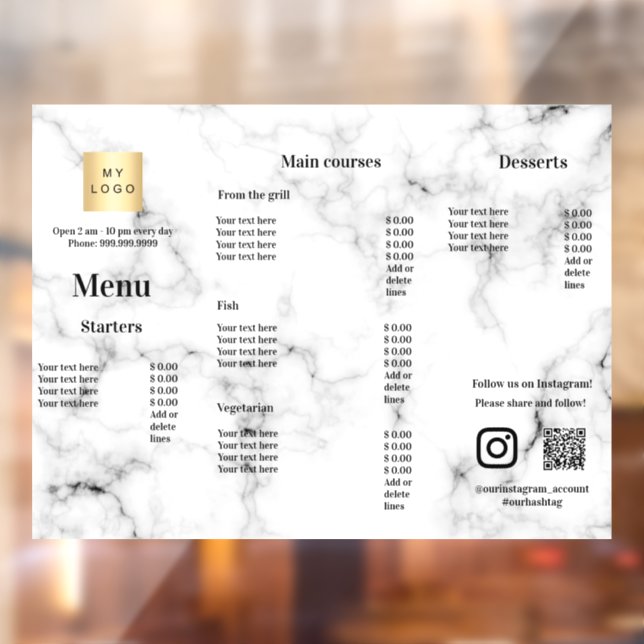 Menu price list restaurant bar cafe marble (Sheet 2)