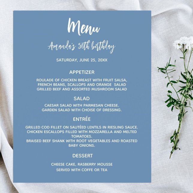 Menu program dusty blue birthday party (Creator Uploaded)