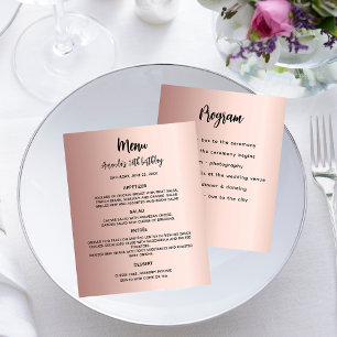 Menu program rose gold birthday party