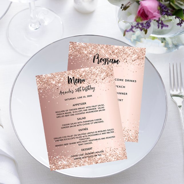Menu program rose gold birthday party (Creator Uploaded)
