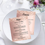 Menu program rose gold glitter birthday party<br><div class="desc">Rose gold gradient background. Black text. Decorated with faux glitter,  sparkles.
Front: Personalise and add your name,  date and the menu. 
Back: Program.  If you have a large program you can reduce the line spacing.

1 sheet = 1 menu/program printed edge to edge.</div>