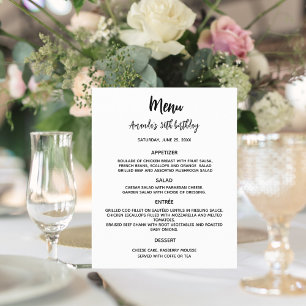Menu program white custom party colour