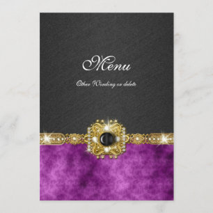 menu purple black damask bling fashion