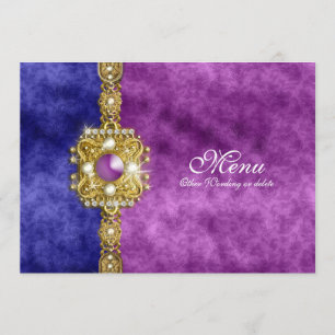 menu purple blue damask bling