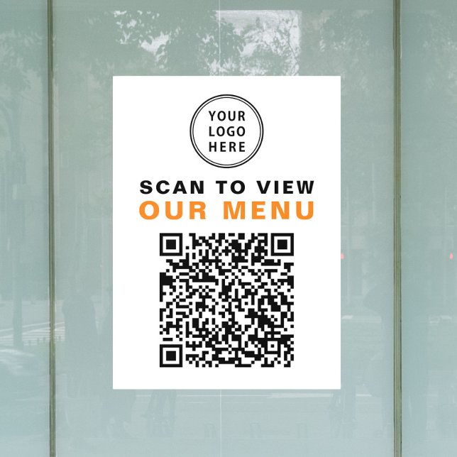 Menu QR Code Restaurant Cafe Logo (Menu QR Code Restaurant Cafe Logo Window Cling)