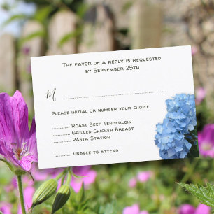 Menu Reply Card Enclosure Blue Floral Wedding