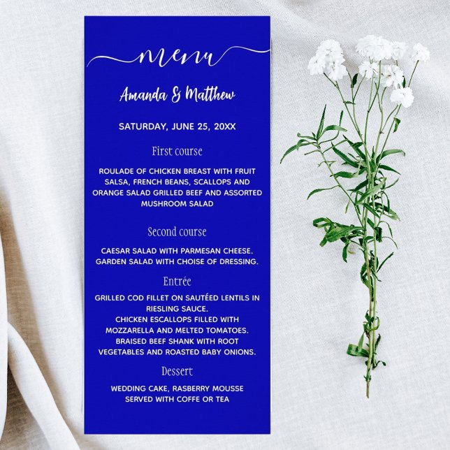 Menu royal blue white wedding (Creator Uploaded)