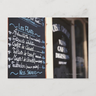 Menu Sign Outside a Cafe in Bordeaux, France Postcard