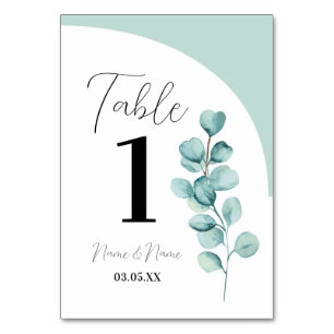 Menu Table Eucalyptus Leaves Green Simple Table Number