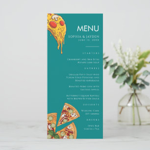 Menu Teal Green Blue PIZZA Modern Minimal Wedding
