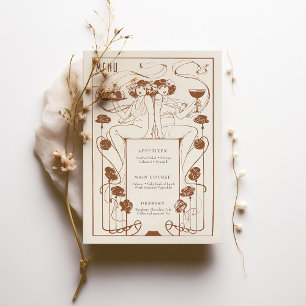 Menu Vintage Burnt Orange Rust Art Nouveau Invitation