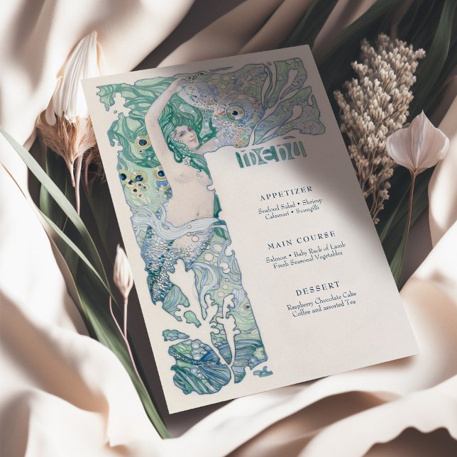 Menu Vintage Mermaid Art Nouveau Invitation (Creator Uploaded)