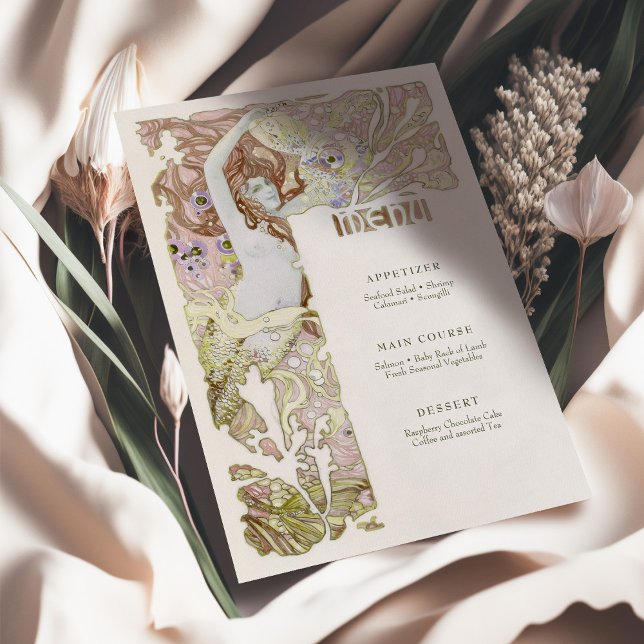 Menu Vintage Mermaid Art Nouveau Invitation (Creator Uploaded)