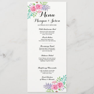 Menu Wedding Reception Elegant Floral Rose Cards
