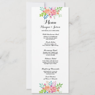 Menu Wedding Reception Elegant Flowers Cards