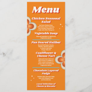 Menu Wedding Reception Retro Vintage 1970s