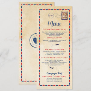 Menu Wedding Reception Travel Postcard Map
