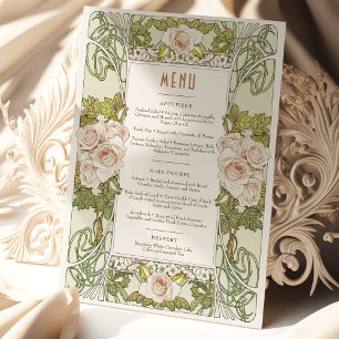 Menu Wedding Vintage Art Nouveau by Mucha Dinner Invitation