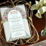 Menu Wedding Vintage Art Nouveau by Mucha Invitati Invitation<br><div class="desc">Menu Card in Art Nouveau style for your vintage-themed wedding by Alphonse Mucha in a floral, romantic, and whimsical design. Victorian flourishes complement classic art deco fonts. Please enter your custom information, and you're done. If you wish to change the design further, click the blue "Customise It" button. Thank you...</div>