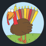 Menurkey Stickers<br><div class="desc">These stickers feature a charming, charismatic Menurkey (combination Menorah and Turkey), in celebration of the Chanukah-Thanksgiving crossover holiday this year.</div>