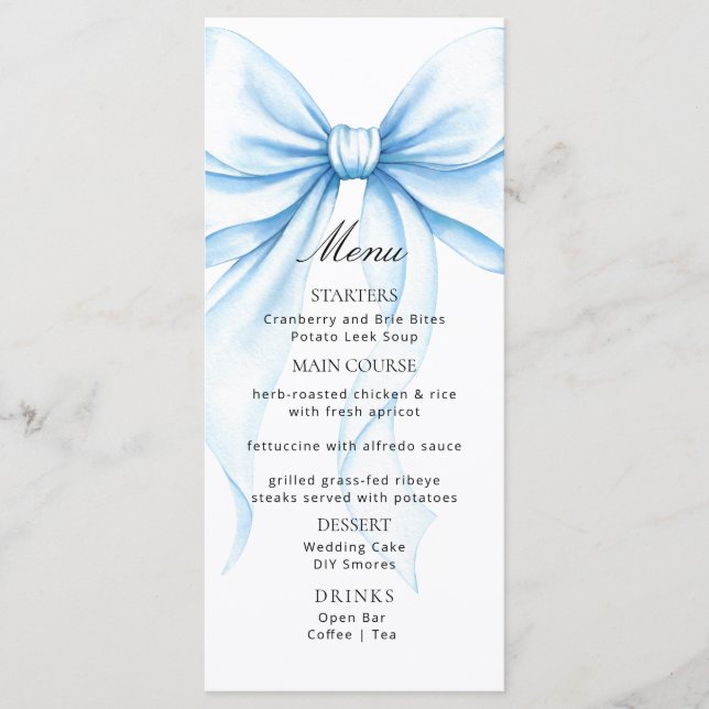 Menus for a modern  baby shower. (Front)