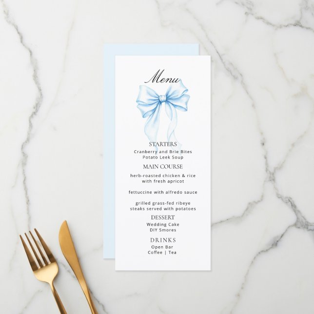 Menus for a modern  baby shower. (Front/Back In Situ)