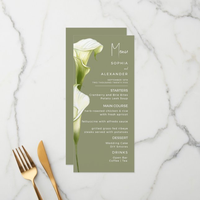 Menus for a modern wedding. (Front/Back In Situ)