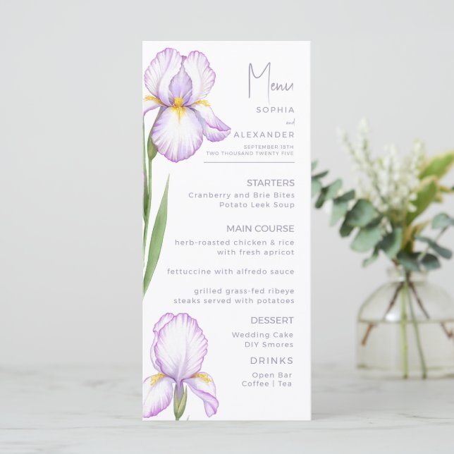 Menus for a modern wedding. (Standing Front)