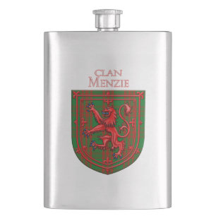 Menzie Tartan Scottish Plaid Lion Rampant Hip Flask