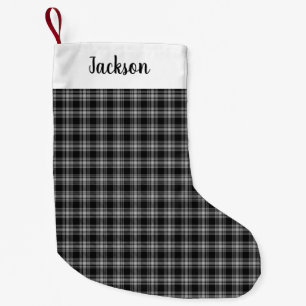 Menzies Black Scottish Tartan Plaid Pattern Small Christmas Stocking