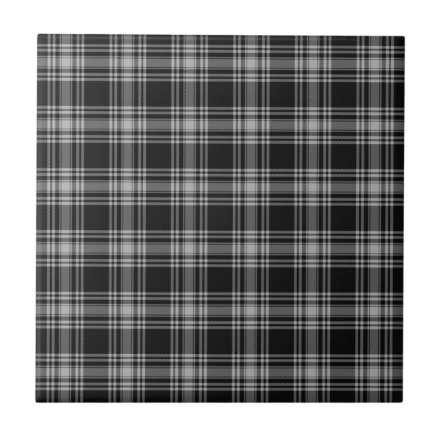 Menzies Black Scottish Tartan Plaid Pattern Tile (Front)