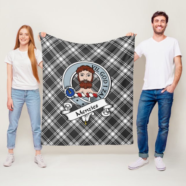 Menzies  Clan Badge Tartan Plaid Fleece Blanket (In Situ)