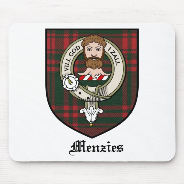 Menzies Clan Crest Badge Tartan Mouse Pad (Front)