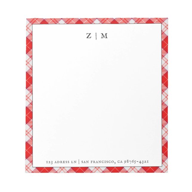 Menzies Red Clan Tartan Scottish Plaid Notepad (Front)