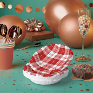 Menzies tartan red white plaid paper plate