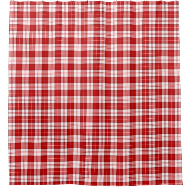 Menzies tartan red white plaid shower curtain (Front)