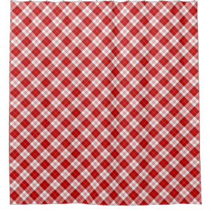 Menzies tartan red white plaid shower curtain