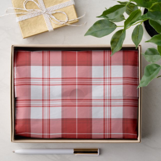 Menzies tartan red white plaid tissue paper (Gift)