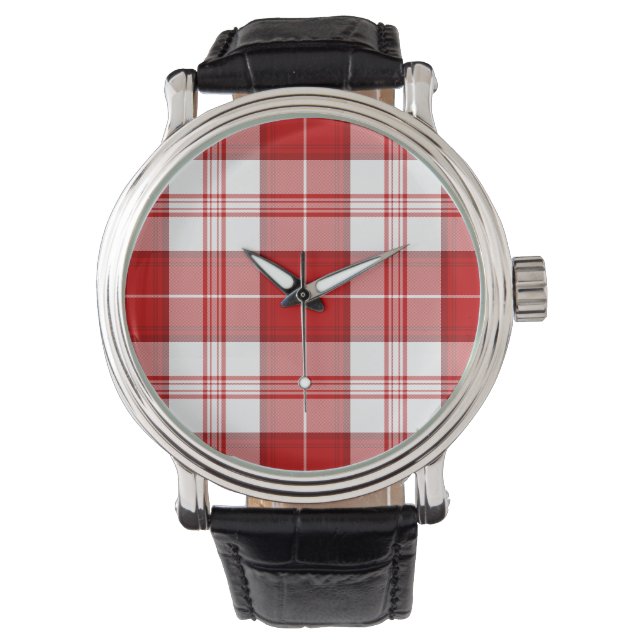 Menzies tartan red white plaid watch (Front)