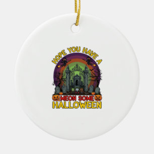 Meon Some Halloween Cemetery Gate Monsters Pumpkin Ceramic Tree Decoration