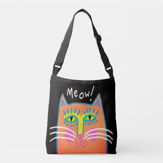Meow!  Abstract Orange Cat Art Tote Bag (Front)