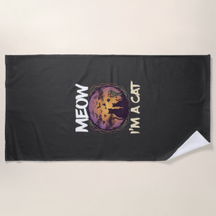 Meow Am Cat Halloween Night Witch Pumpkin_1 Beach Towel