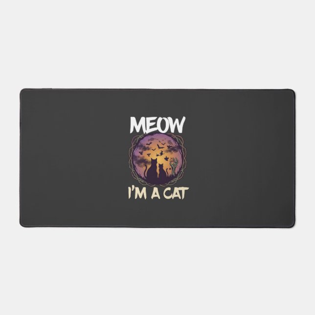 Meow Am Cat Halloween Night Witch Pumpkin_1 Desk Mat (Front)