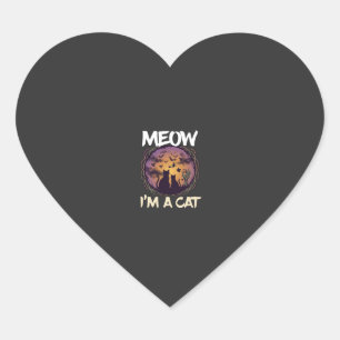 Meow Am Cat Halloween Night Witch Pumpkin_1 Heart Sticker