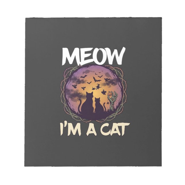 Meow Am Cat Halloween Night Witch Pumpkin_1 Notepad (Front)